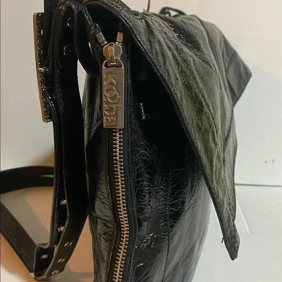 Kooba black leather patent leather shoulder handbag - Picture 5 of 16